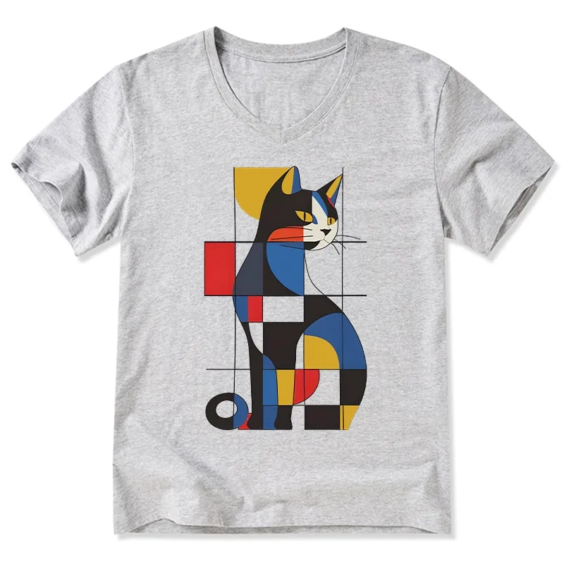 Tokyo-Tiger Mondrian Cat V-Neck Classic T-Shirt