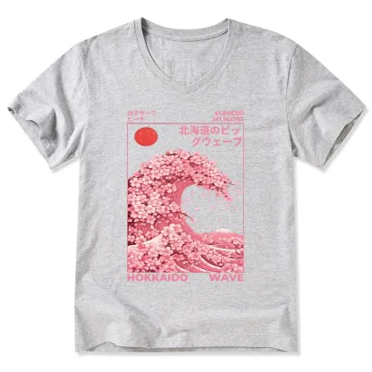Tokyo-Tiger Sakura Wave V-Neck Classic T-Shirt
