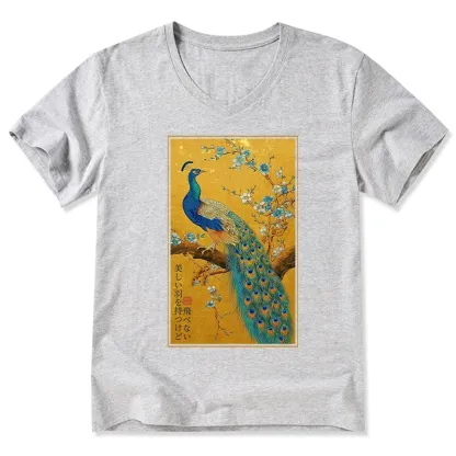 Tokyo-Tiger The Peacock's Silent Elegance V-Neck Classic T-Shirt