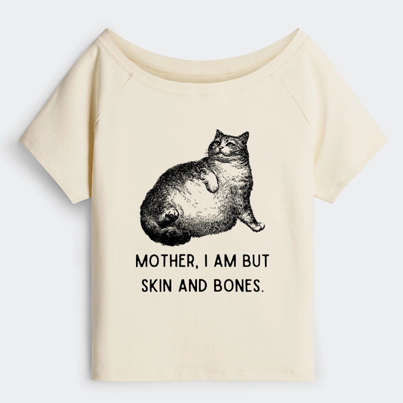 Tokyo-Tiger Skin & Bones Cat Off Shoulder T-Shirt