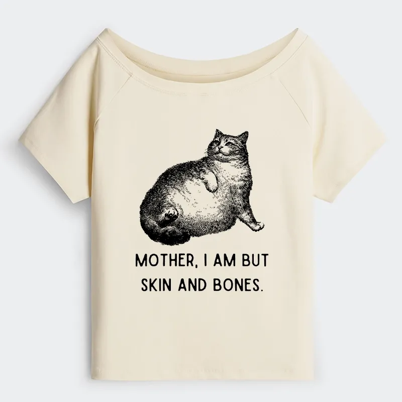 Tokyo-Tiger Skin & Bones Cat Off Shoulder T-Shirt