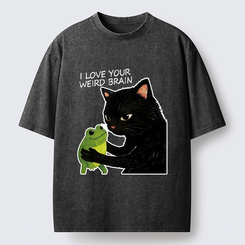 Tokyo-Tiger Cat Eats Frog Washed T-Shirt