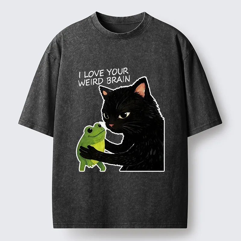 Tokyo-Tiger Cat Eats Frog Washed T-Shirt