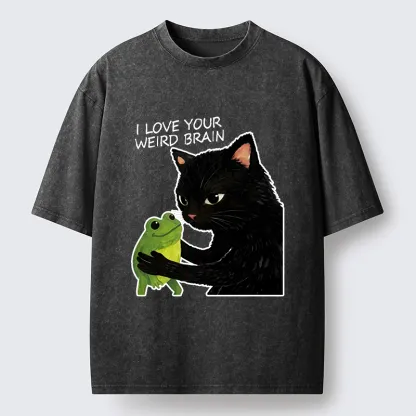 Tokyo-Tiger Cat Eats Frog Washed T-Shirt