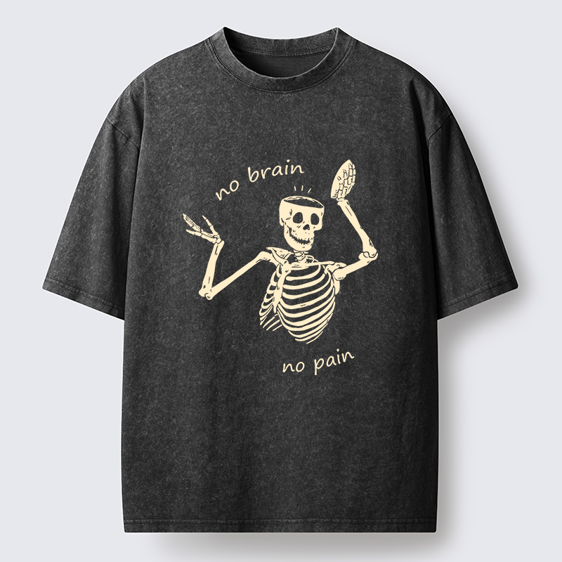 Tokyo-Tiger Skeletons Feel No Pain Washed T-Shirt