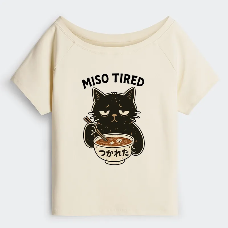 Tokyo-Tiger I’m So Tired Off Shoulder T-Shirt