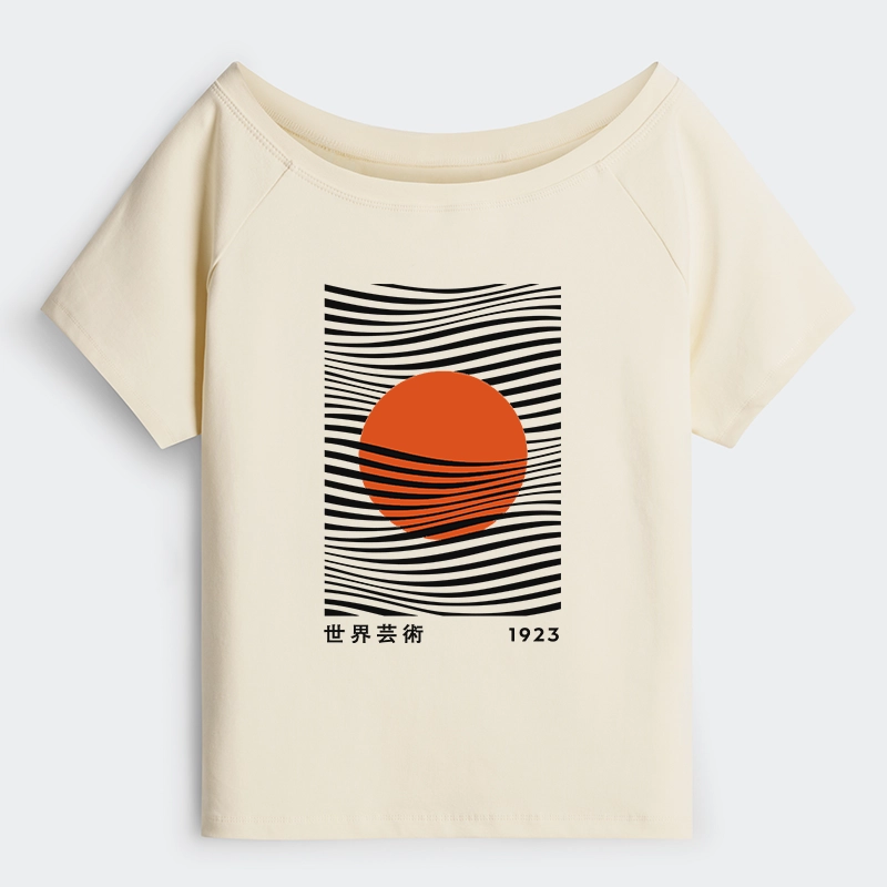 Tokyo-Tiger Minimalist Art Sun Off Shoulder T-Shirt