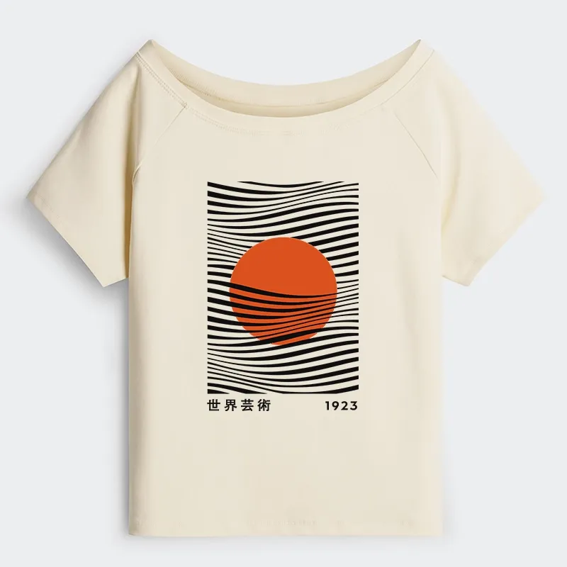 Tokyo-Tiger Minimalist Art Sun Off Shoulder T-Shirt