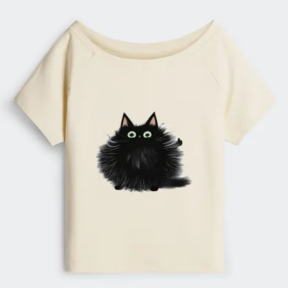 Tokyo-Tiger Cat's Approval Off Shoulder T-Shirt