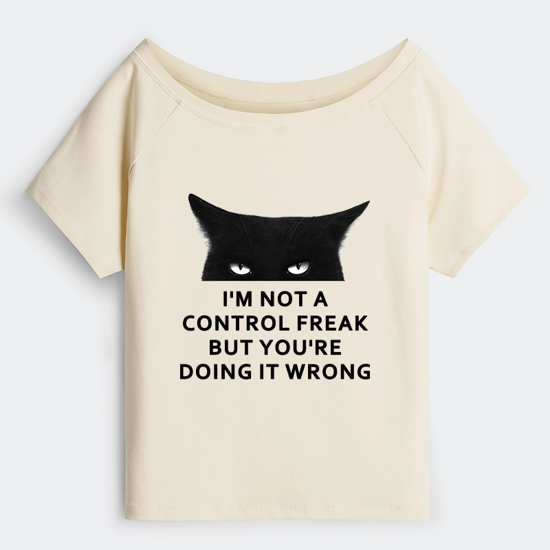 Tokyo-Tiger Control Freak Funny Off Shoulder T-Shirt