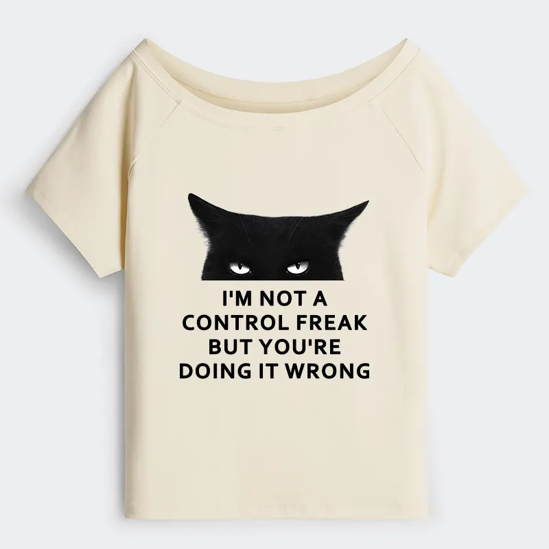 Tokyo-Tiger Control Freak Funny Off Shoulder T-Shirt