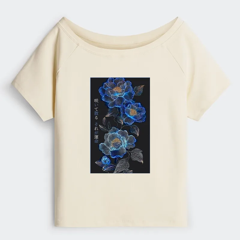 Tokyo-Tiger The Sea Of Flowers In The Darkness Off Shoulder T-Shirt