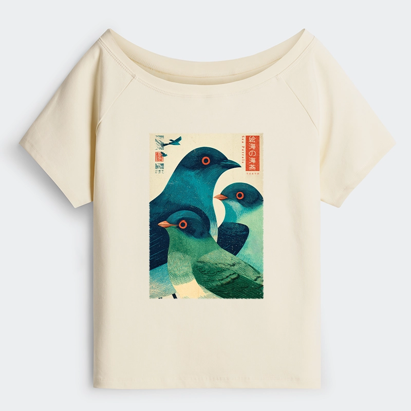 Tokyo-Tiger Petrels Of The Painted Sea Off Shoulder T-Shirt