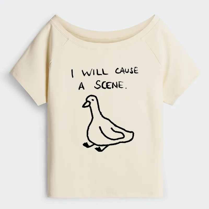 Tokyo-Tiger Stupid Goose Funny Japan Retro Off Shoulder T-Shirt