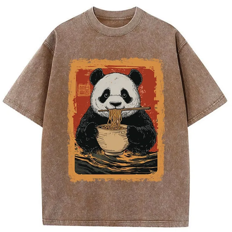 Tokyo-Tiger Ramen Lover Panda Washed T-Shirt