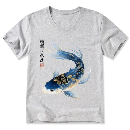 Tokyo-Tiger Elegant Koi Fish Watercolor Art V-Neck Classic T-Shirt