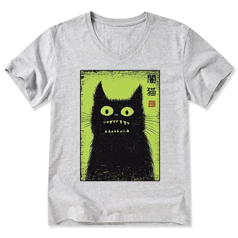 Tokyo-Tiger Spooky Black Cat Japanese V-Neck Classic T-Shirt