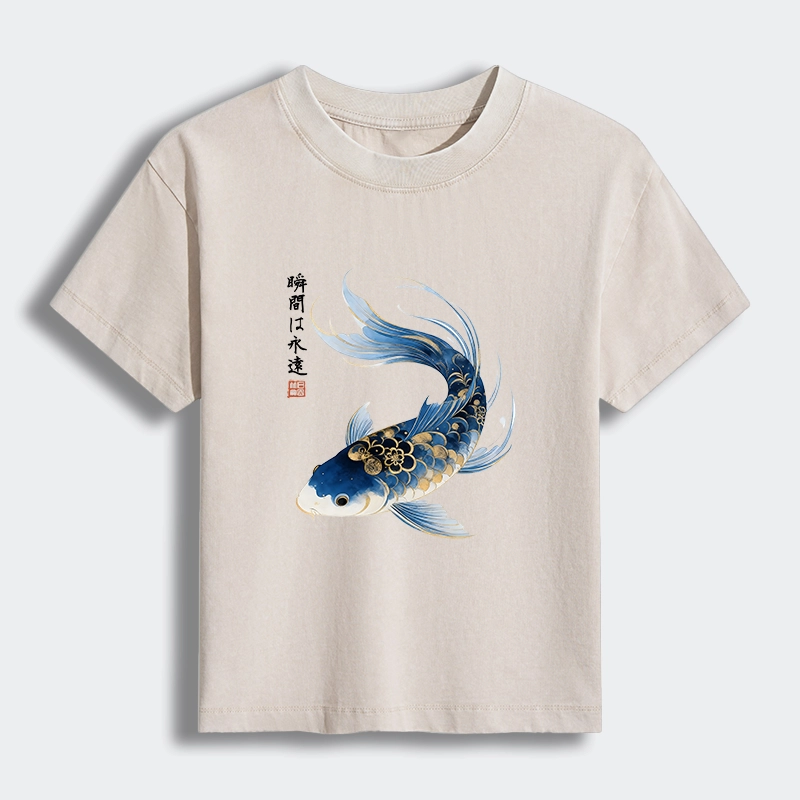 Tokyo-Tiger Elegant Koi Fish Watercolor Art Women's Washed T-shirt