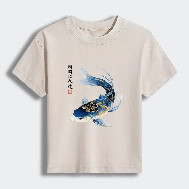 Tokyo-Tiger Elegant Koi Fish Watercolor Art Women's Washed T-shirt