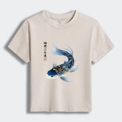 Tokyo-Tiger Elegant Koi Fish Watercolor Art Women's Washed T-shirt