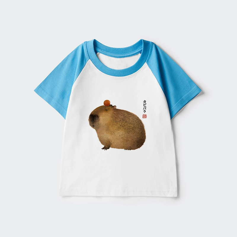 Tokyo-Tiger Calm Capybara Illustration Kids Raglan T-shirt