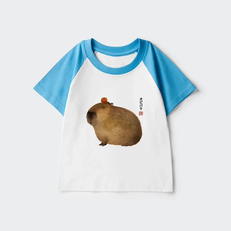 Tokyo-Tiger Calm Capybara Illustration Kids Raglan T-shirt