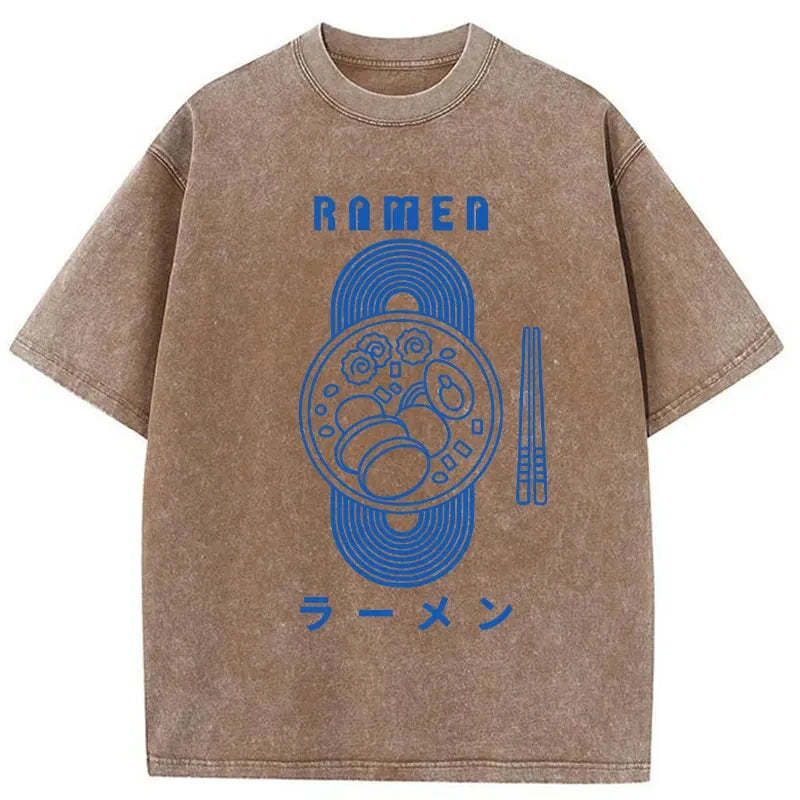 Tokyo-Tiger A Bowl Of Ramen Washed T-Shirt-tokyo-tiger
