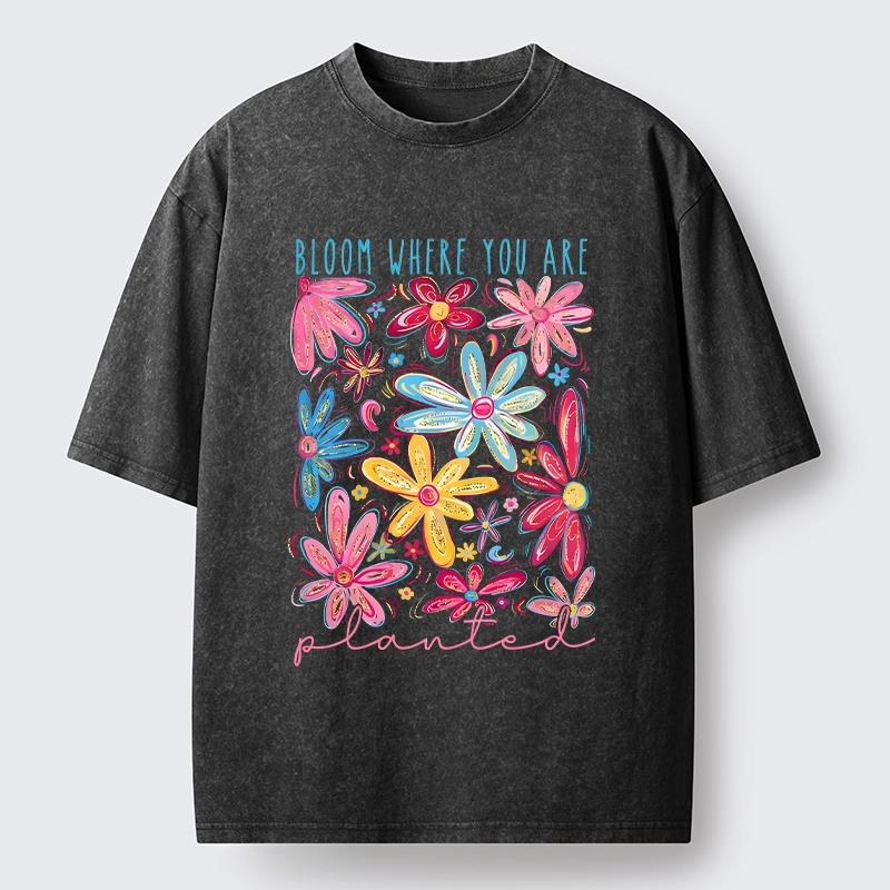 Tokyo-Tiger Positive Flower Vibe Washed T-Shirt