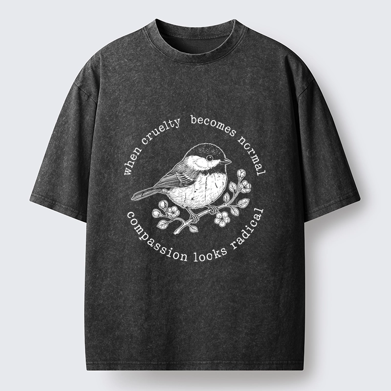 Tokyo-Tiger Anti Cruelty Bird Washed T-Shirt