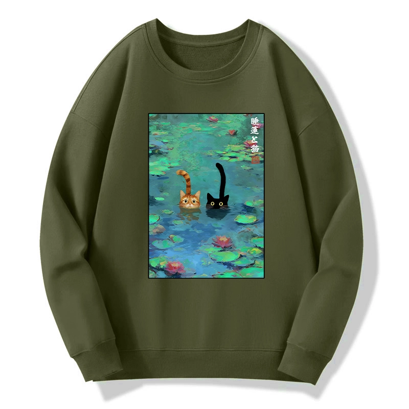 Tokyo-Tiger Funny Cats Swimming In Lilies Classic Sweatshirt