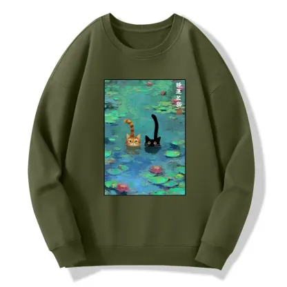 Tokyo-Tiger Funny Cats Swimming In Lilies Classic Sweatshirt