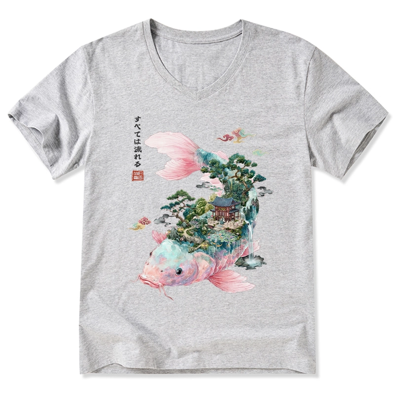 Tokyo-Tiger  Journey Of The Flowing Koi V-Neck Classic T-Shirt