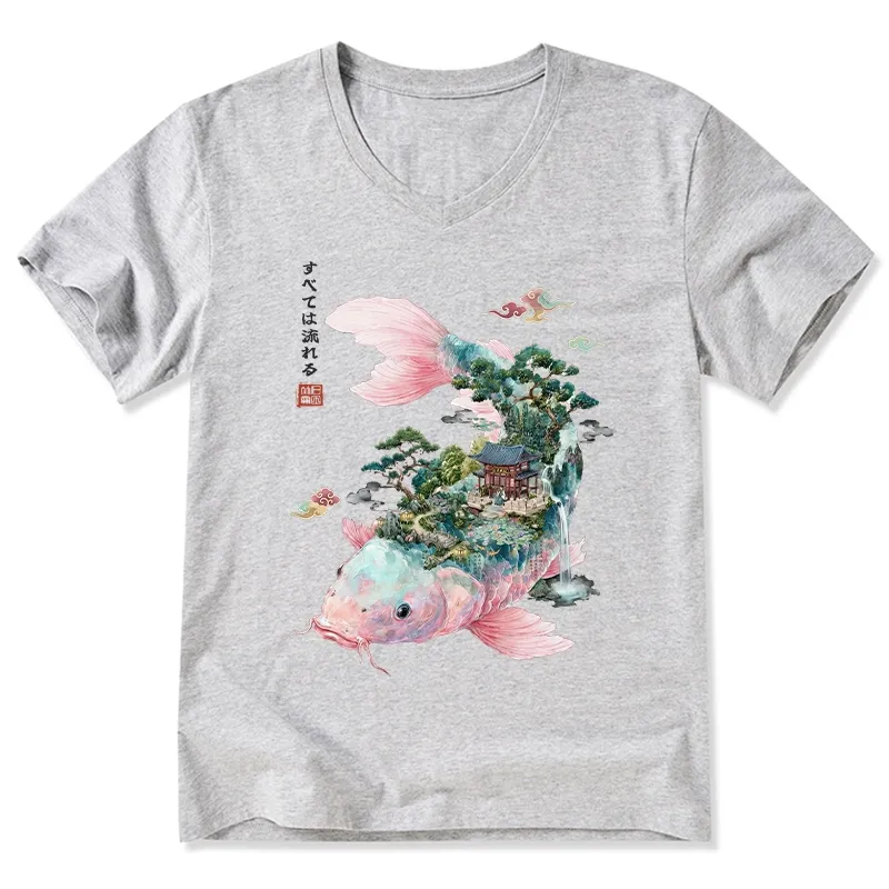 Tokyo-Tiger  Journey Of The Flowing Koi V-Neck Classic T-Shirt