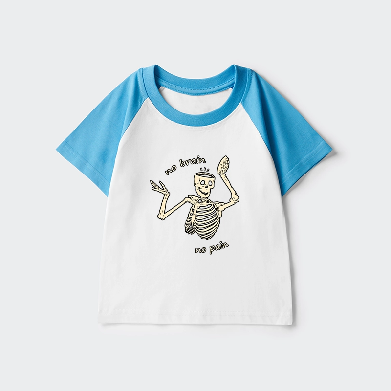 Tokyo-Tiger Skeletons Feel No Pain Kids Raglan T-shirt