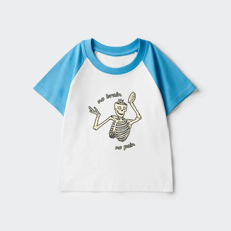 Tokyo-Tiger Skeletons Feel No Pain Kids Raglan T-shirt