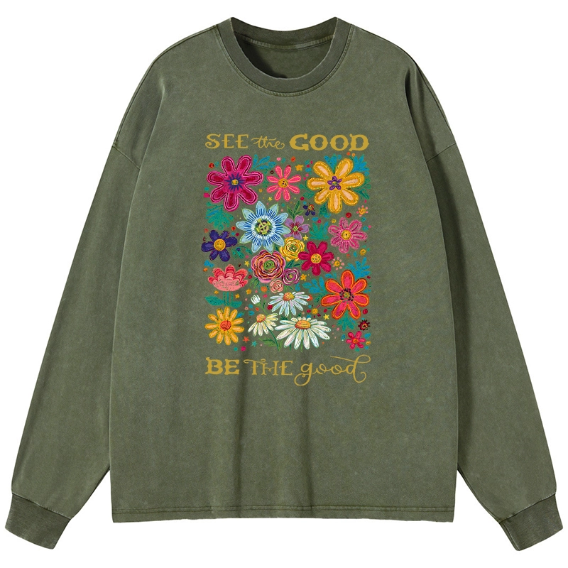 Tokyo-Tiger Flower：See The Good Be The Good Washed Long Sleeve T-Shirt
