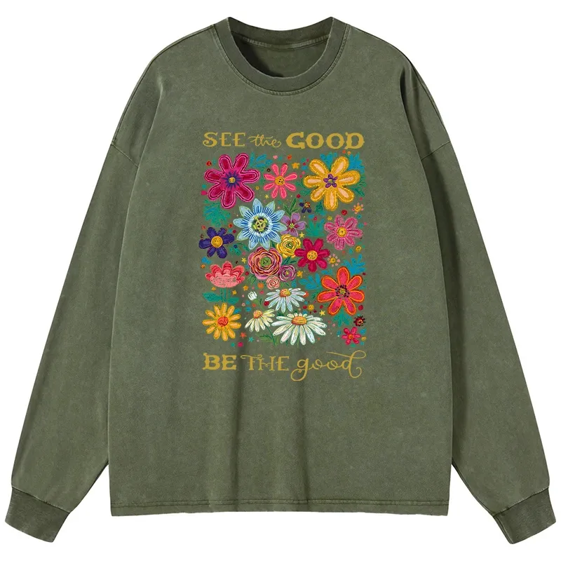Tokyo-Tiger Flower：See The Good Be The Good Washed Long Sleeve T-Shirt