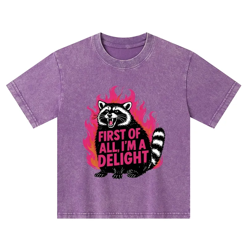 Tokyo-Tiger Angry Raccoon Funny Kids Washed T-Shirt