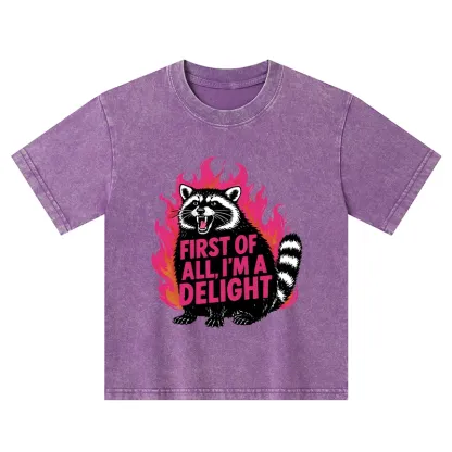 Tokyo-Tiger Angry Raccoon Funny Kids Washed T-Shirt