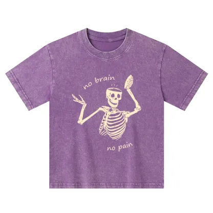 Tokyo-Tiger Skeletons Feel No Pain Kids Washed T-Shirt
