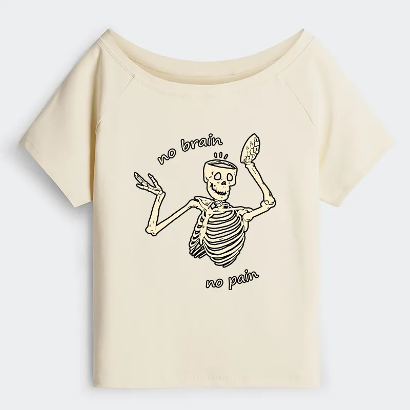 Tokyo-Tiger Skeletons Feel No Pain Off Shoulder T-Shirt