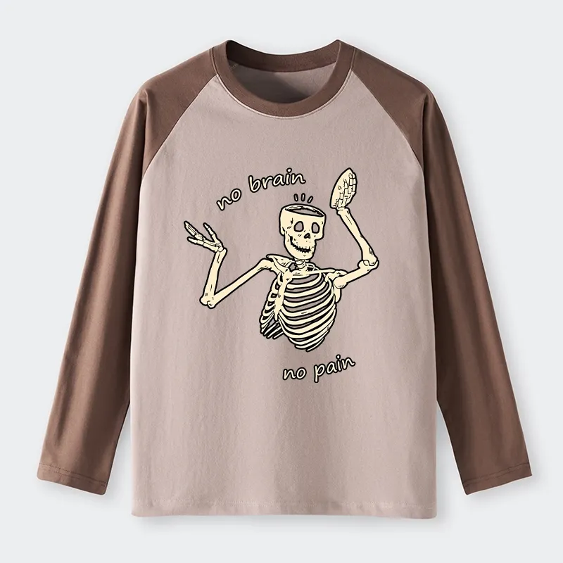 Tokyo-Tiger Skeletons Feel No Pain Raglan Long Sleeve T-shirt