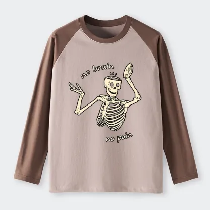 Tokyo-Tiger Skeletons Feel No Pain Raglan Long Sleeve T-shirt