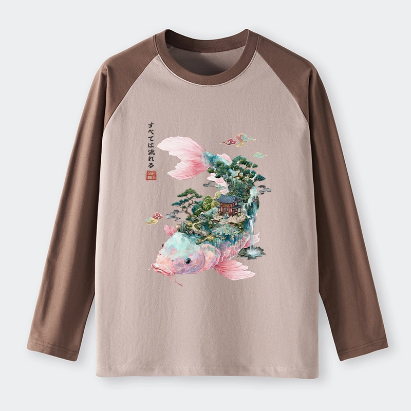 Tokyo-Tiger Journey Of The Flowing Koi Raglan Long Sleeve T-shirt