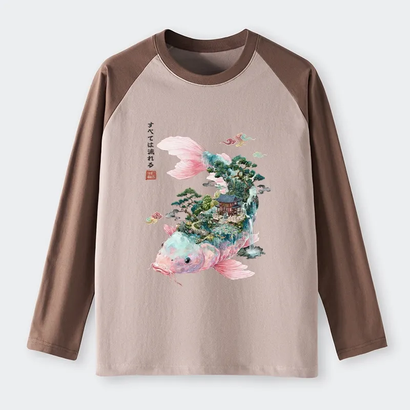 Tokyo-Tiger Journey Of The Flowing Koi Raglan Long Sleeve T-shirt