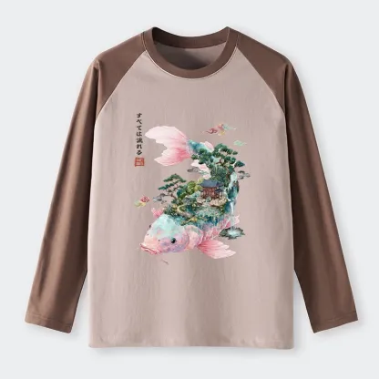 Tokyo-Tiger Journey Of The Flowing Koi Raglan Long Sleeve T-shirt