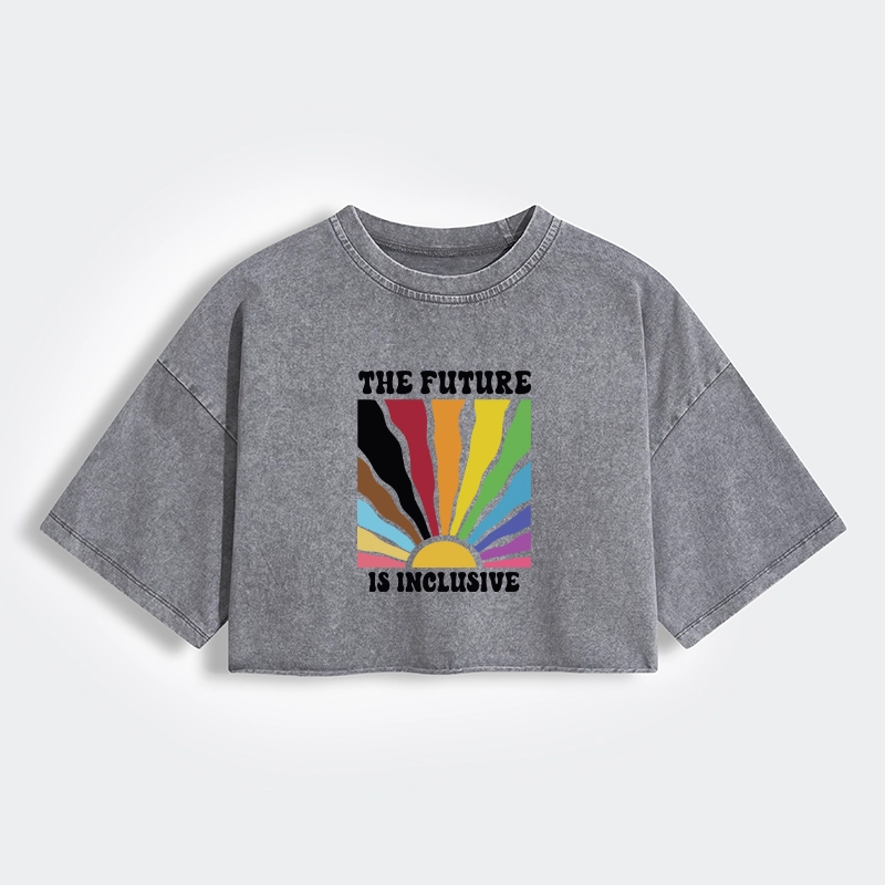 Tokyo-Tiger Pride Future Is Inclusive Women's Washed Crop T-Shirt
