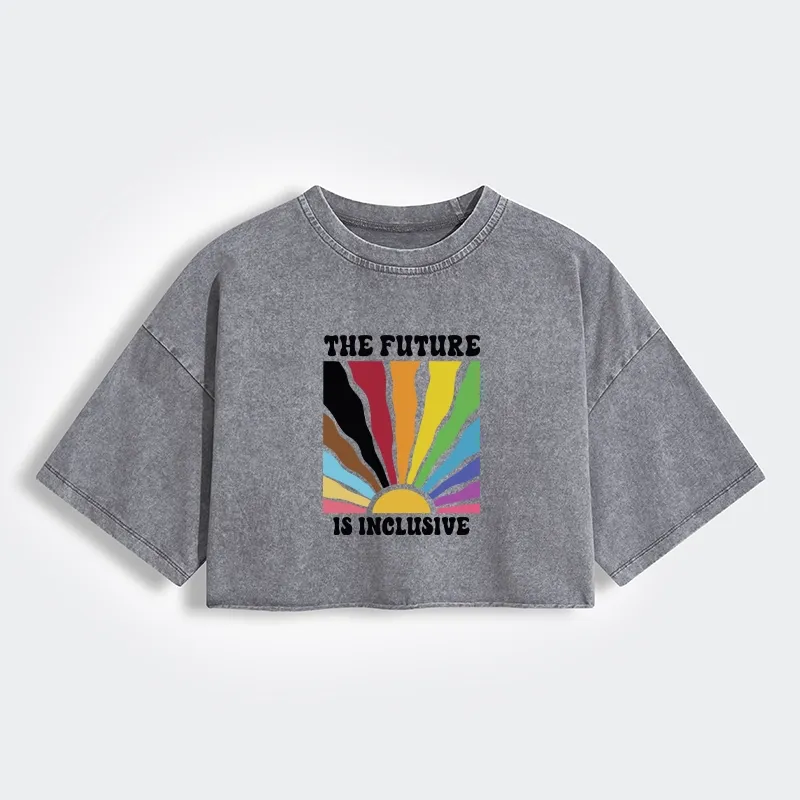 Tokyo-Tiger Pride Future Is Inclusive Women's Washed Crop T-Shirt