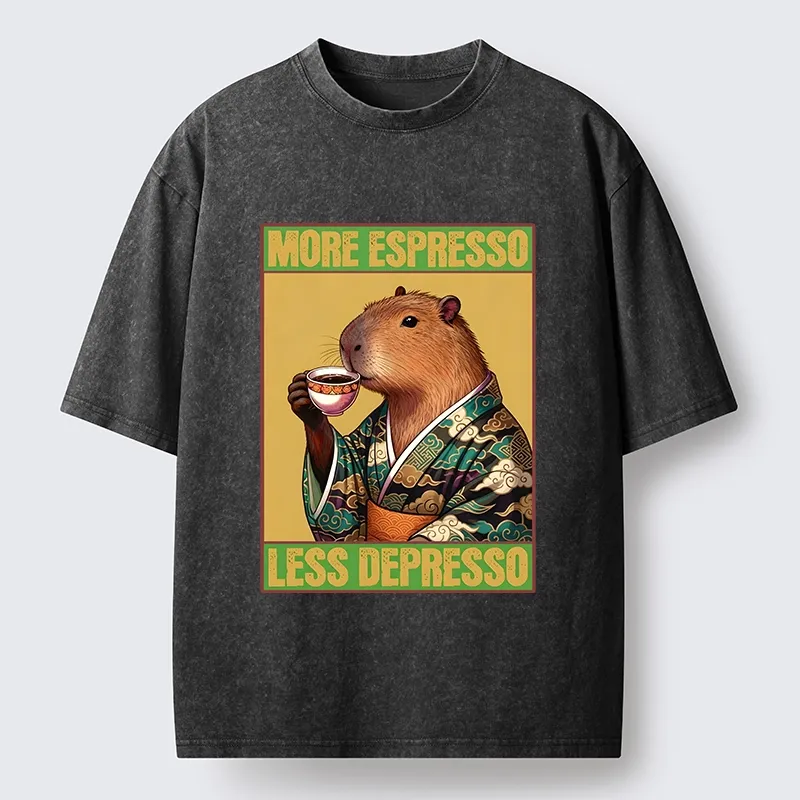 Tokyo-Tiger Capybara Coffee Break Washed T-Shirt Sale