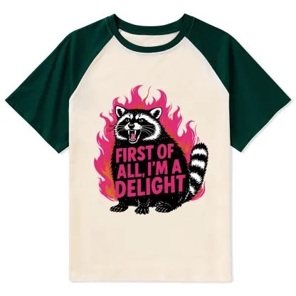 Tokyo-Tiger Angry Raccoon Funny Raglan T-shirt